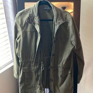 Army green cinch waist jacket